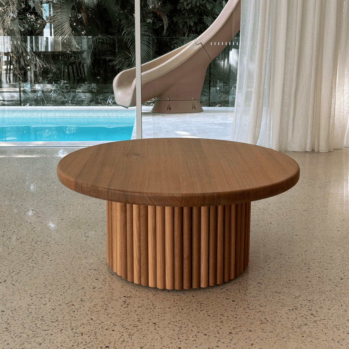 tasmanian oak round coffee table