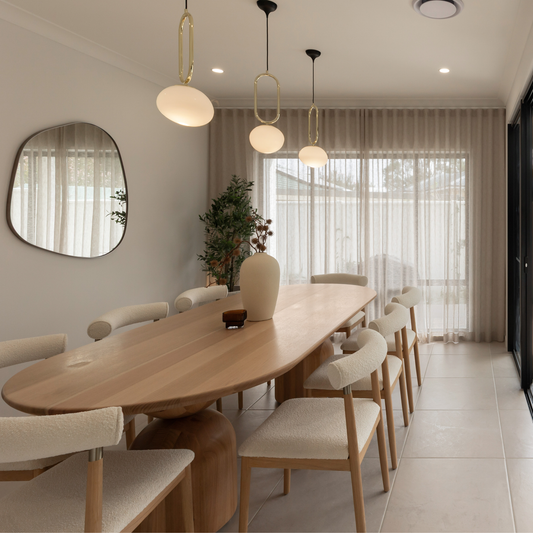 sorrento hourglass dining table styled