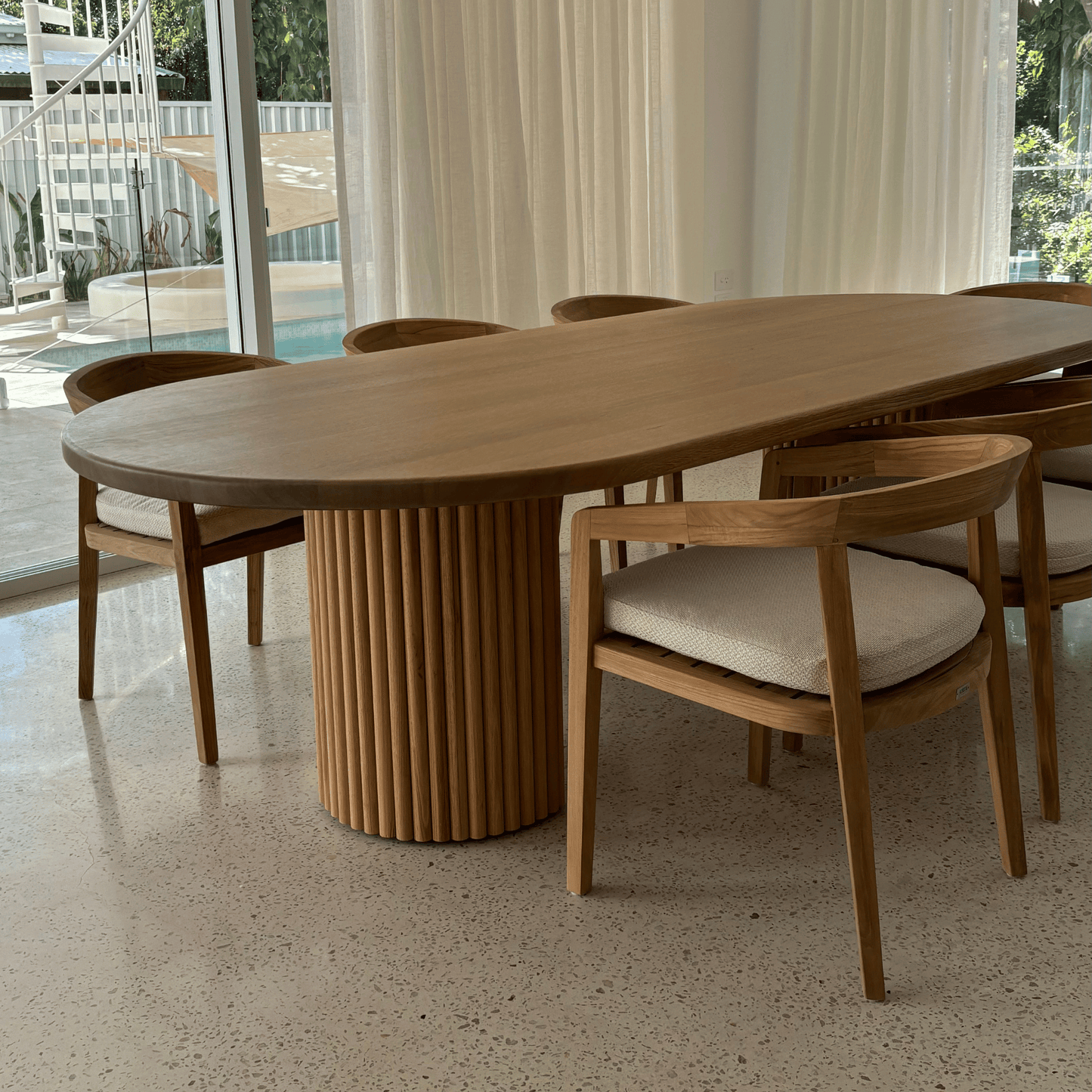 tasmanian oak stained dining table