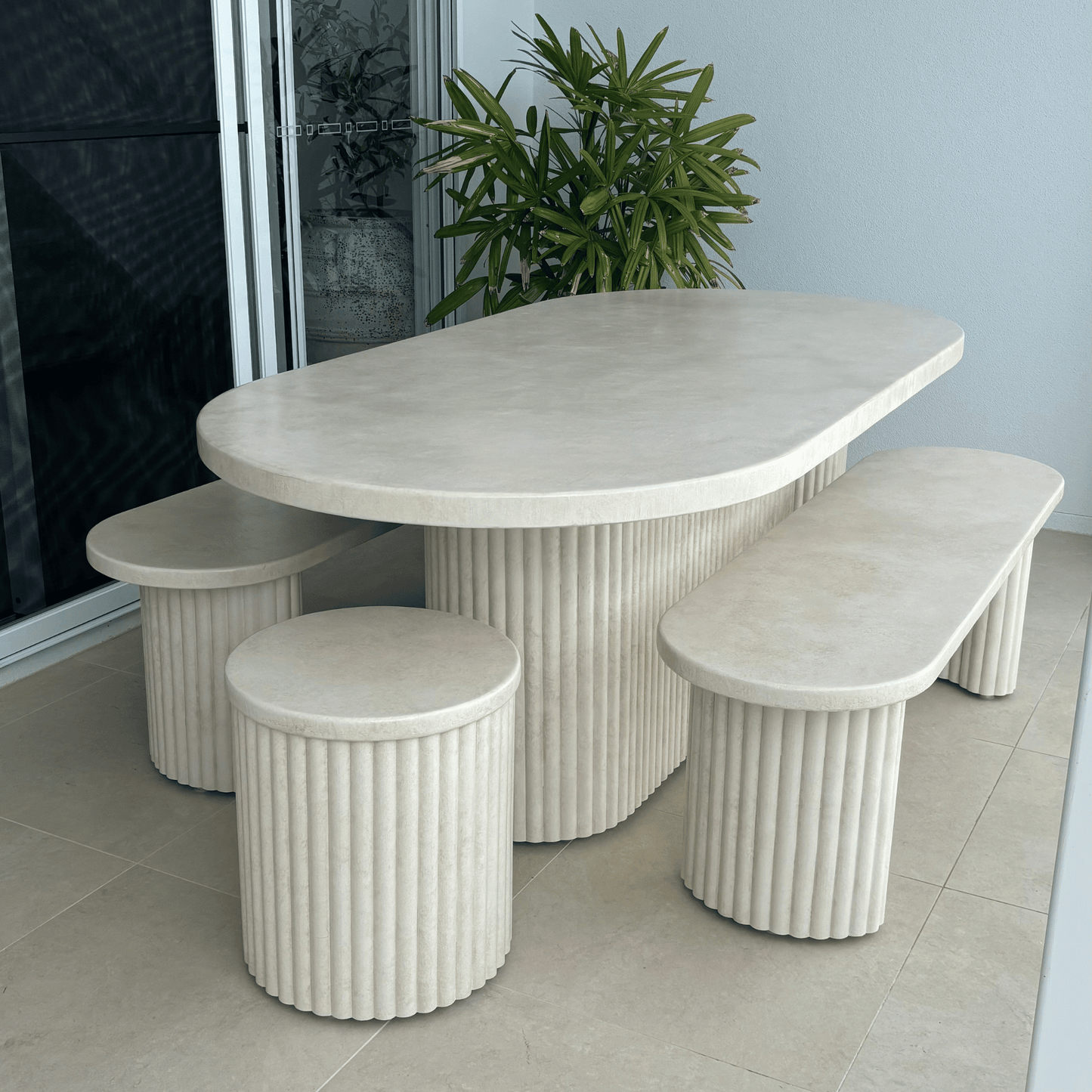 margate dining table in sand stonewash