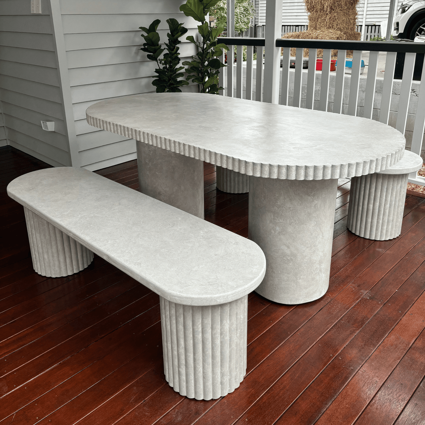 bone stonewash ribbed edge smooth pillar set