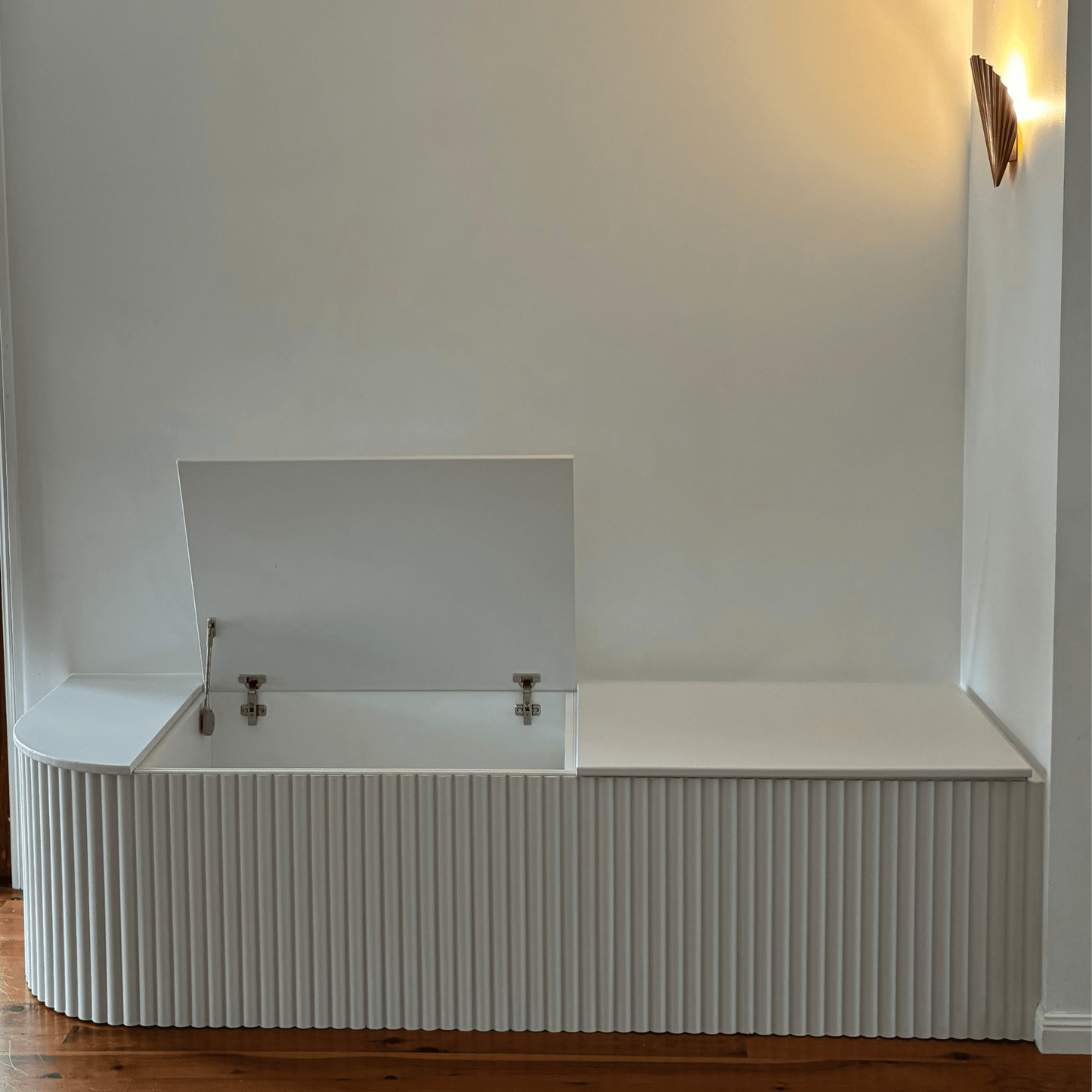 white matt fluted bench seating