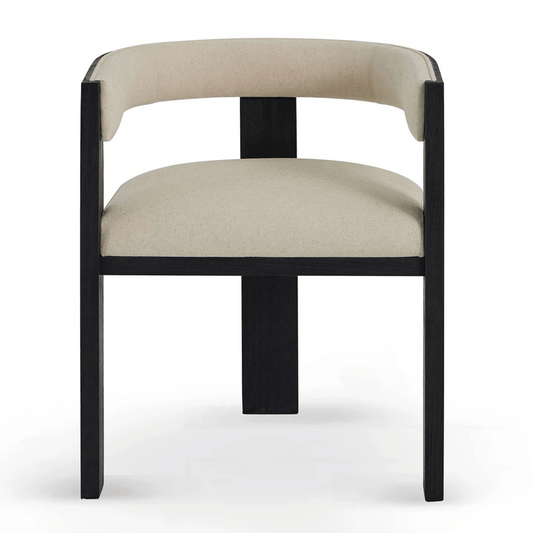 shorncliffe black dining chair with beige fabric seat