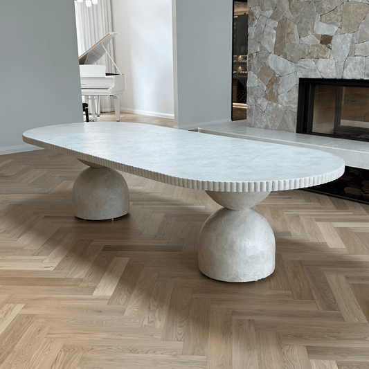 magnolia dining table with ribbed edge detailing