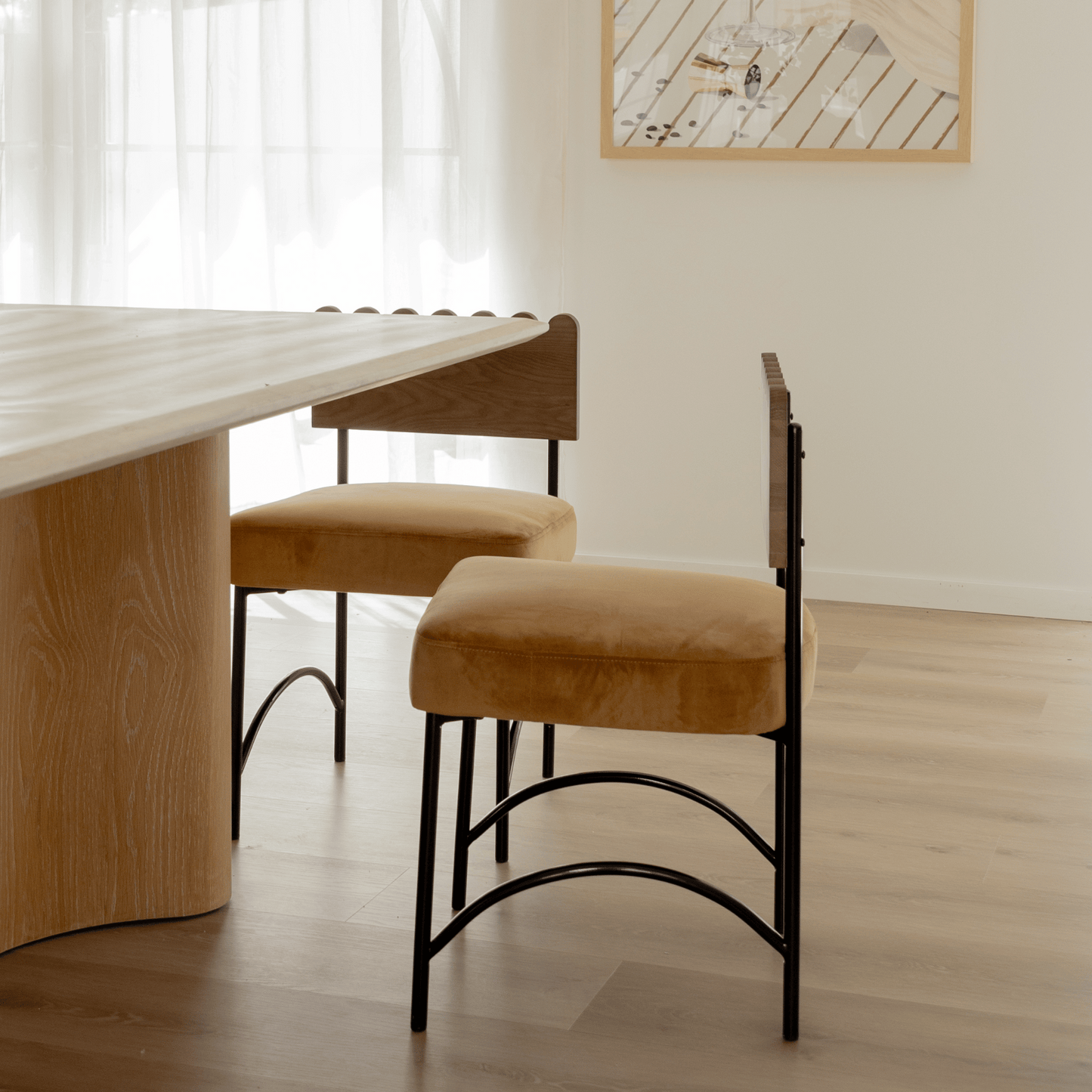 Onyx toffee dining chair styled with dining table