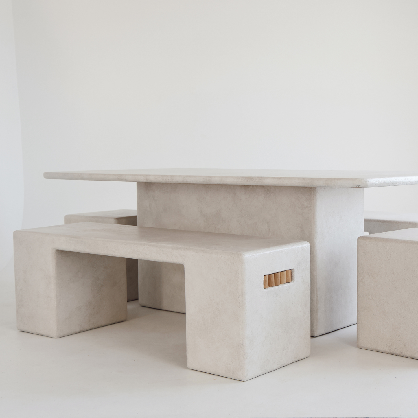 Bloc dining table in Bone stonewash