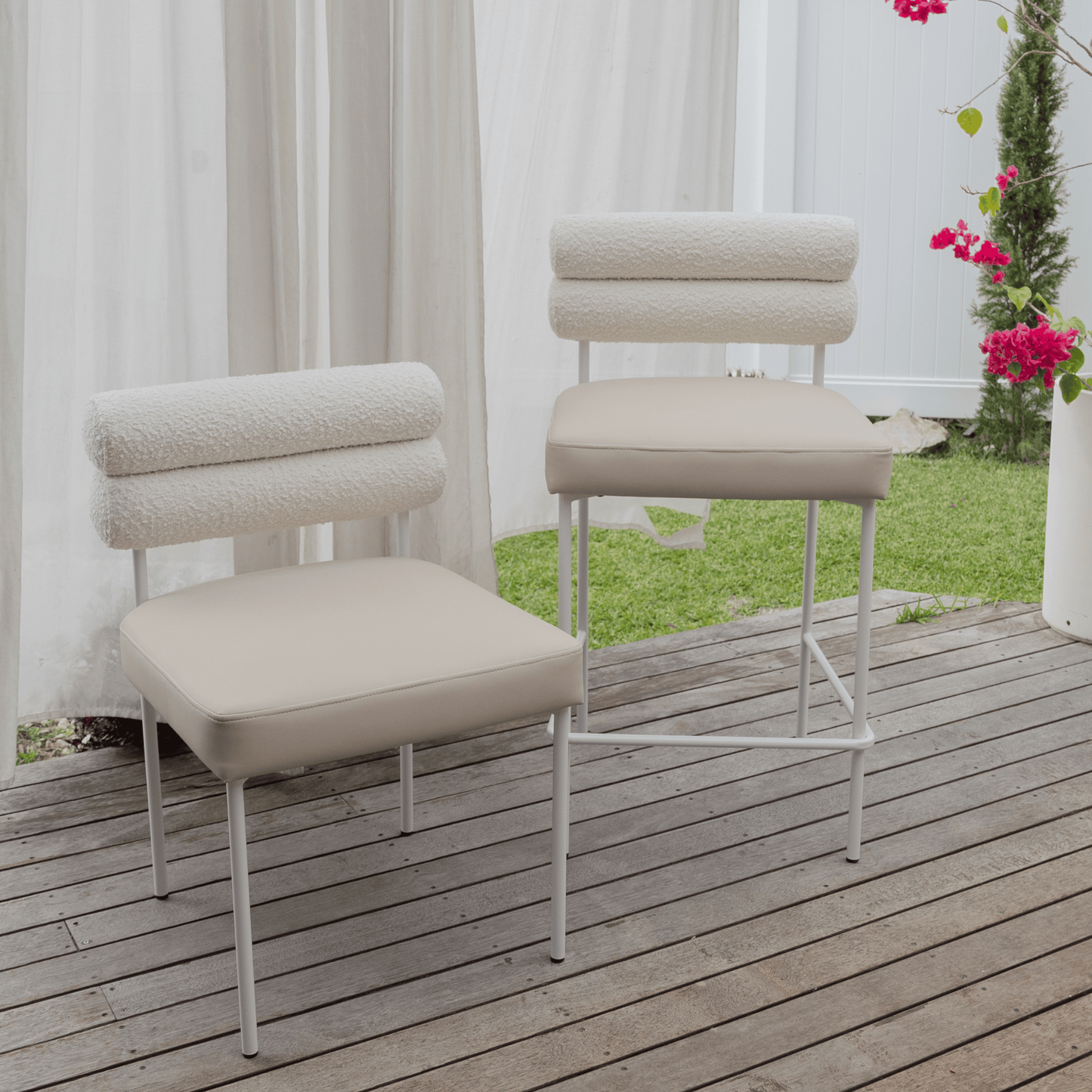 Eden bar stool & dining chair in outdoor setting