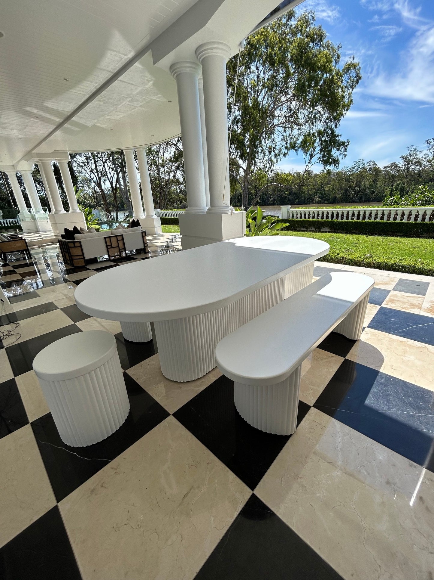 outdoor fluted centre console table