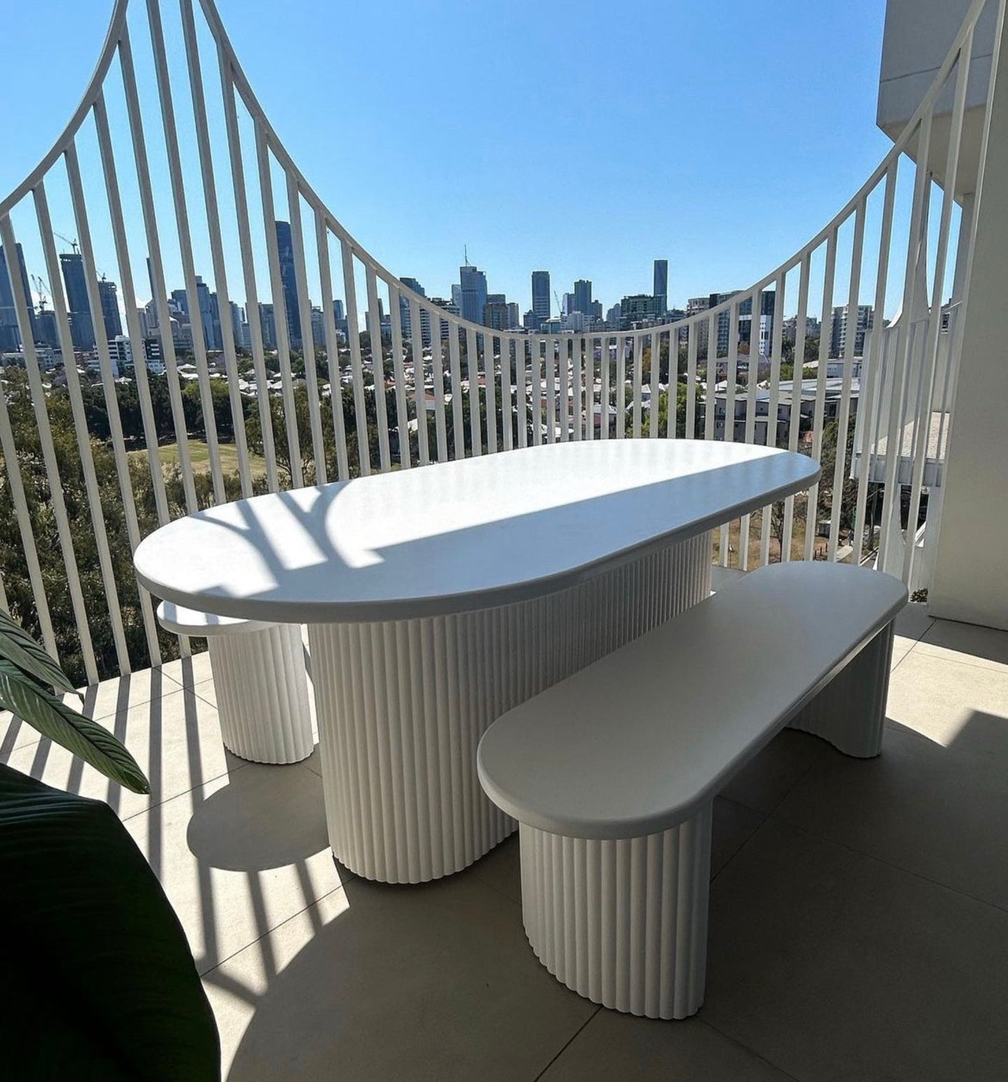 fluted centre console outdoor table