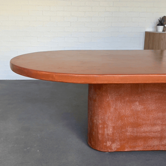 mayfield custom terracotta table with cloud base