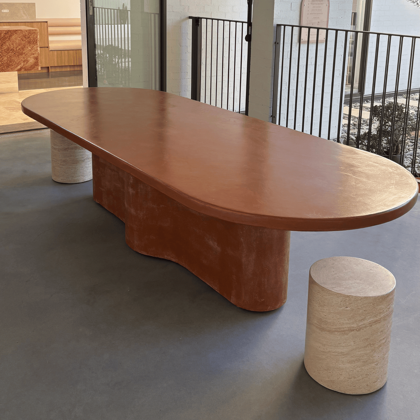 mayfield custom terracotta table with cloud base