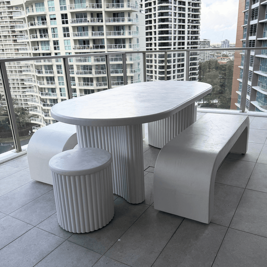 Woorim jellybean dining set in white microcement