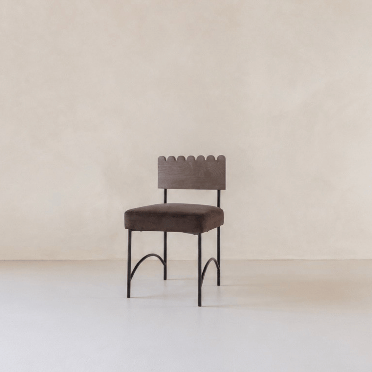 Onyx Chocolate dining chair on beige background