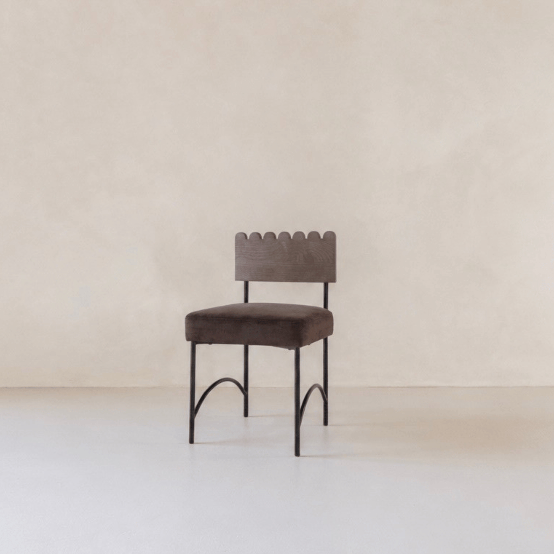 Onyx Chocolate dining chair on beige background