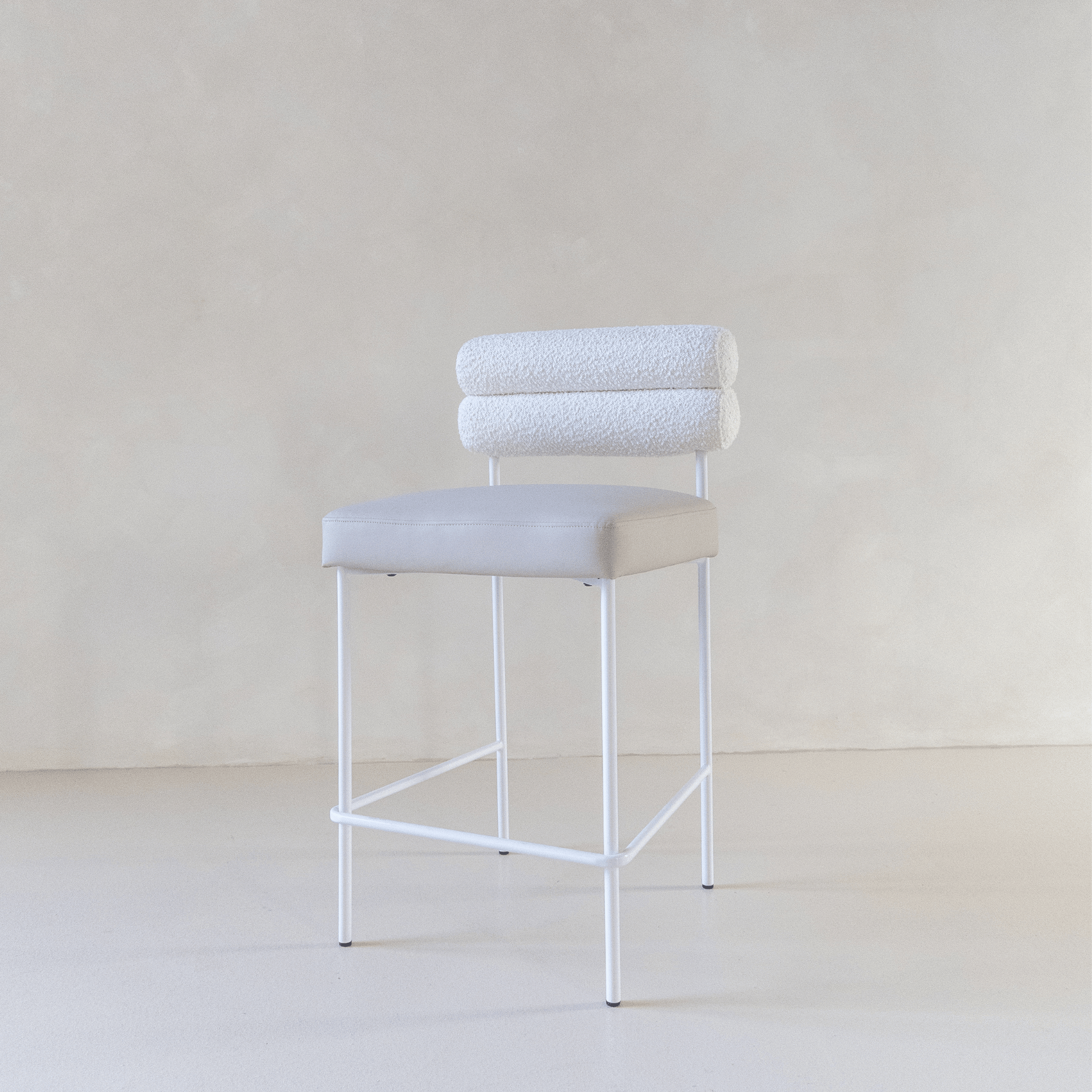 Eden bar stool with boucle backrest