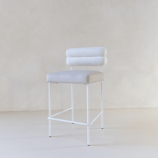 Eden bar stool with boucle backrest