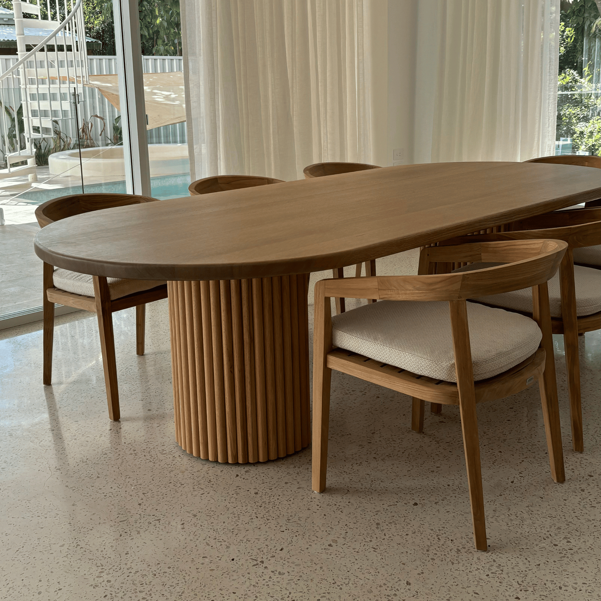 tasmanian oak stained dining table