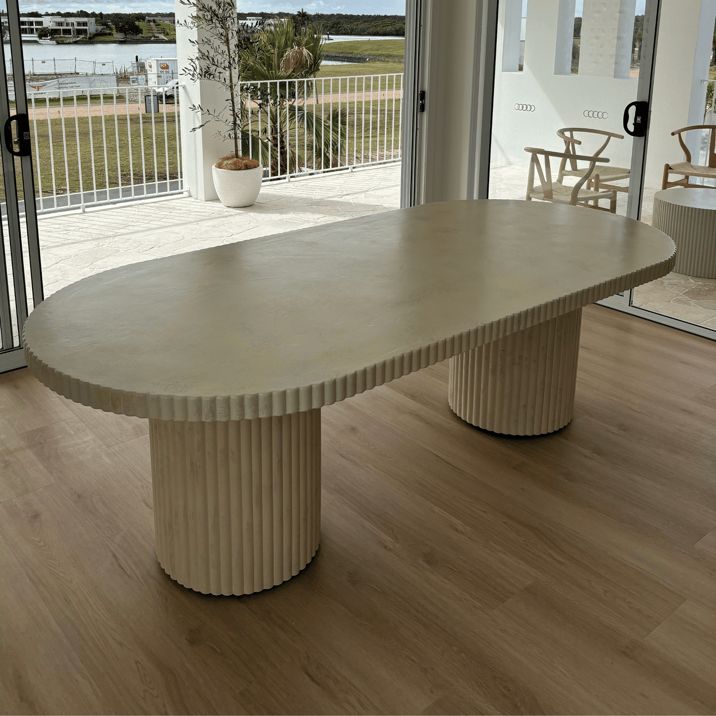 beige stonewash indoor table