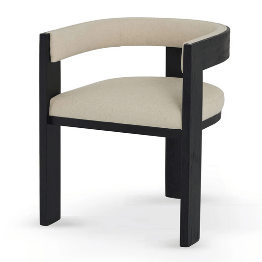 shorncliffe black dining chair with beige fabric seat