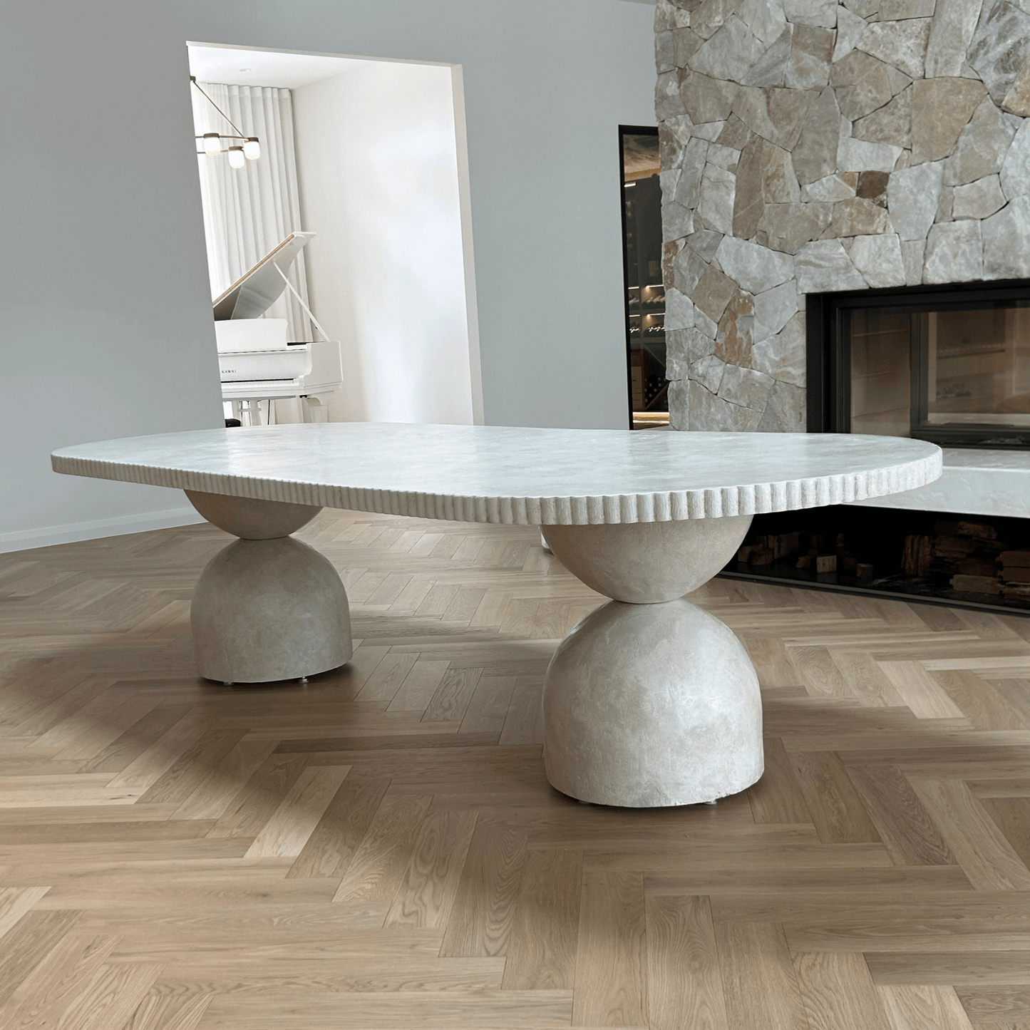 magnolia dining table with ribbed edge detailing