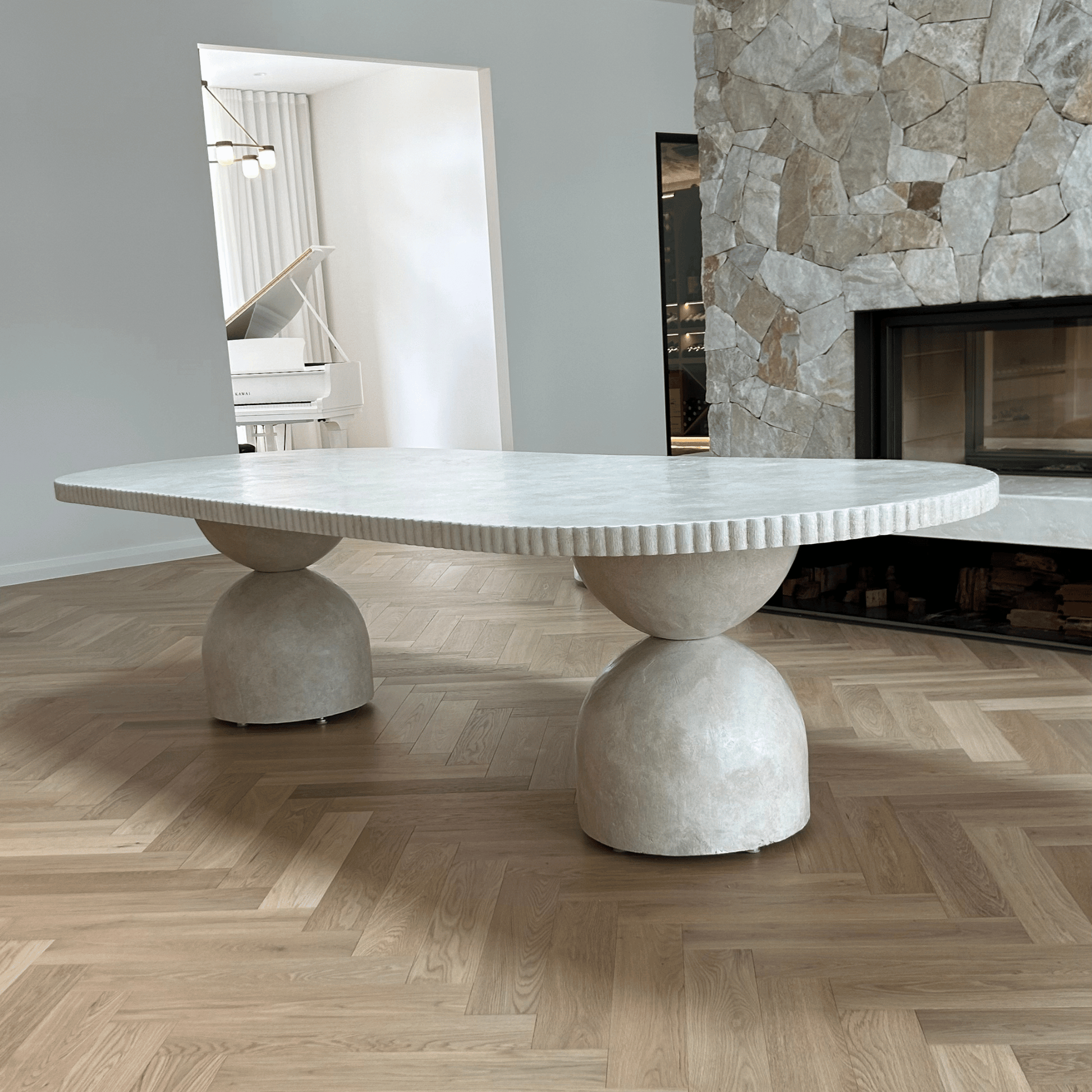 magnolia dining table with ribbed edge detailing