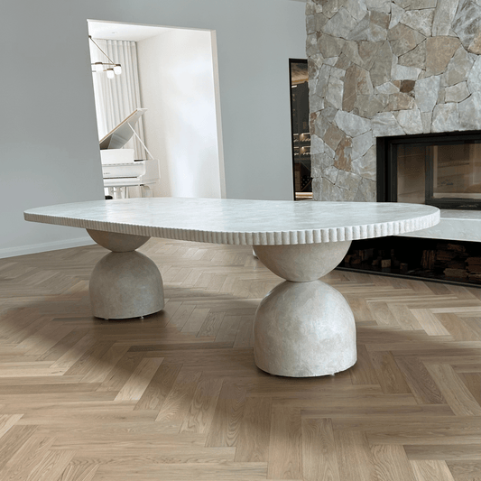 magnolia dining table with ribbed edge detailing