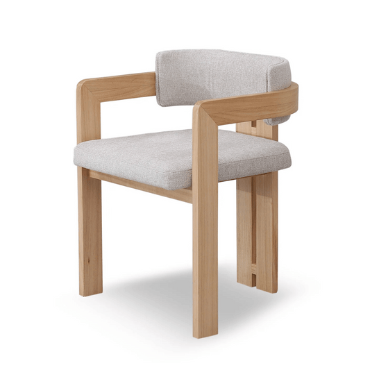 brighton oak dining chair with grey upholstery