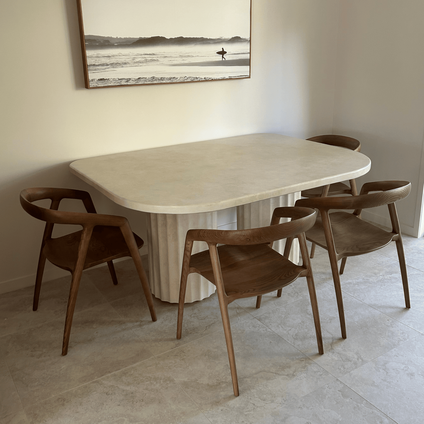 Shorncliffe arch dining table with wide pillar legs