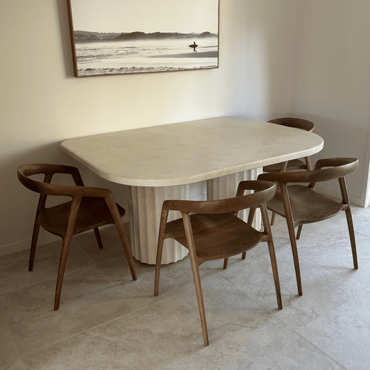 Shorncliffe arch dining table with wide pillar legs