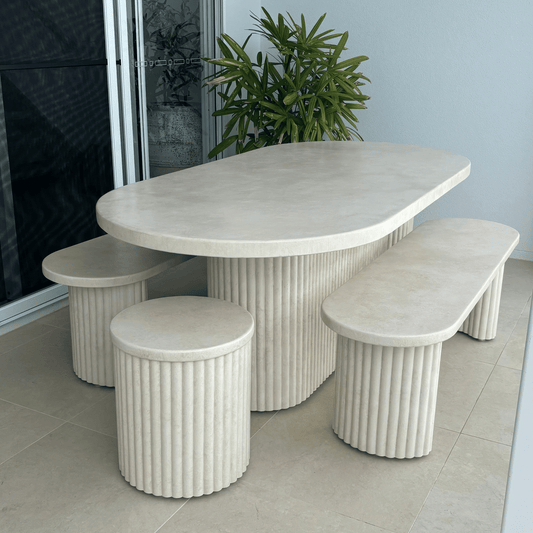 margate dining table in sand stonewash