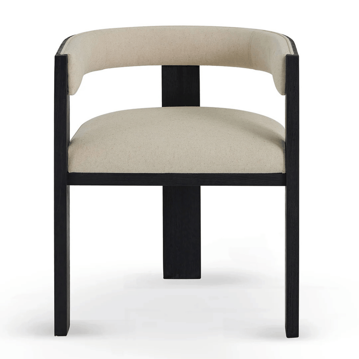 shorncliffe black dining chair with beige fabric seat