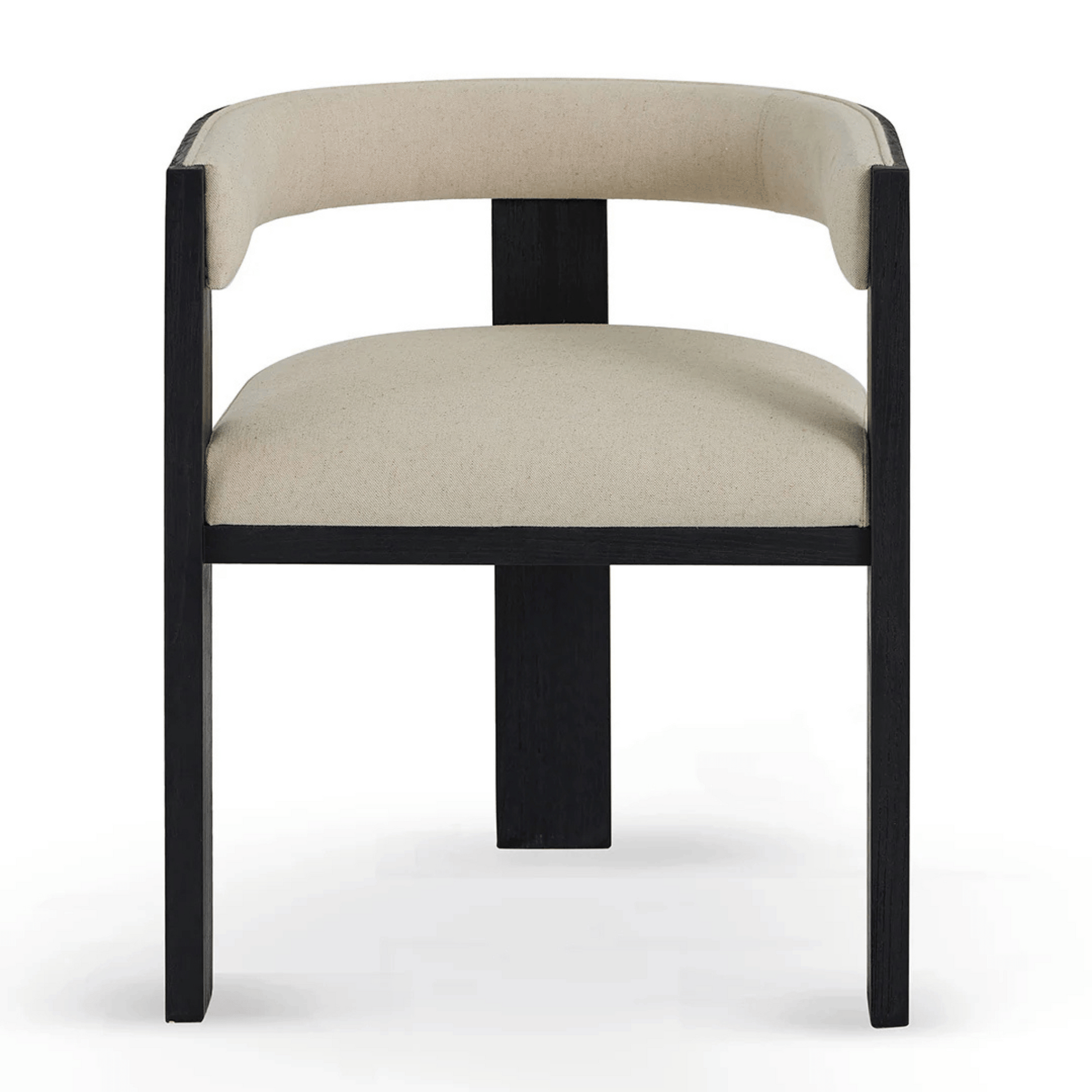 shorncliffe black dining chair with beige fabric seat