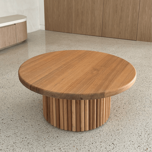 tasmanian oak round coffee table