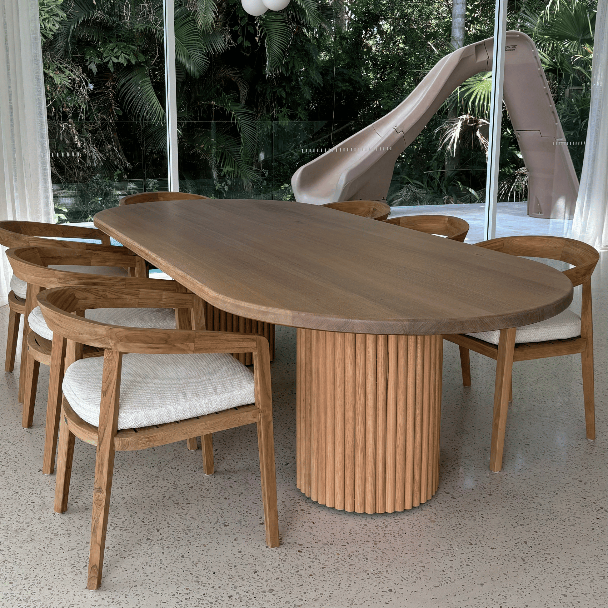 tasmanian oak stained dining table