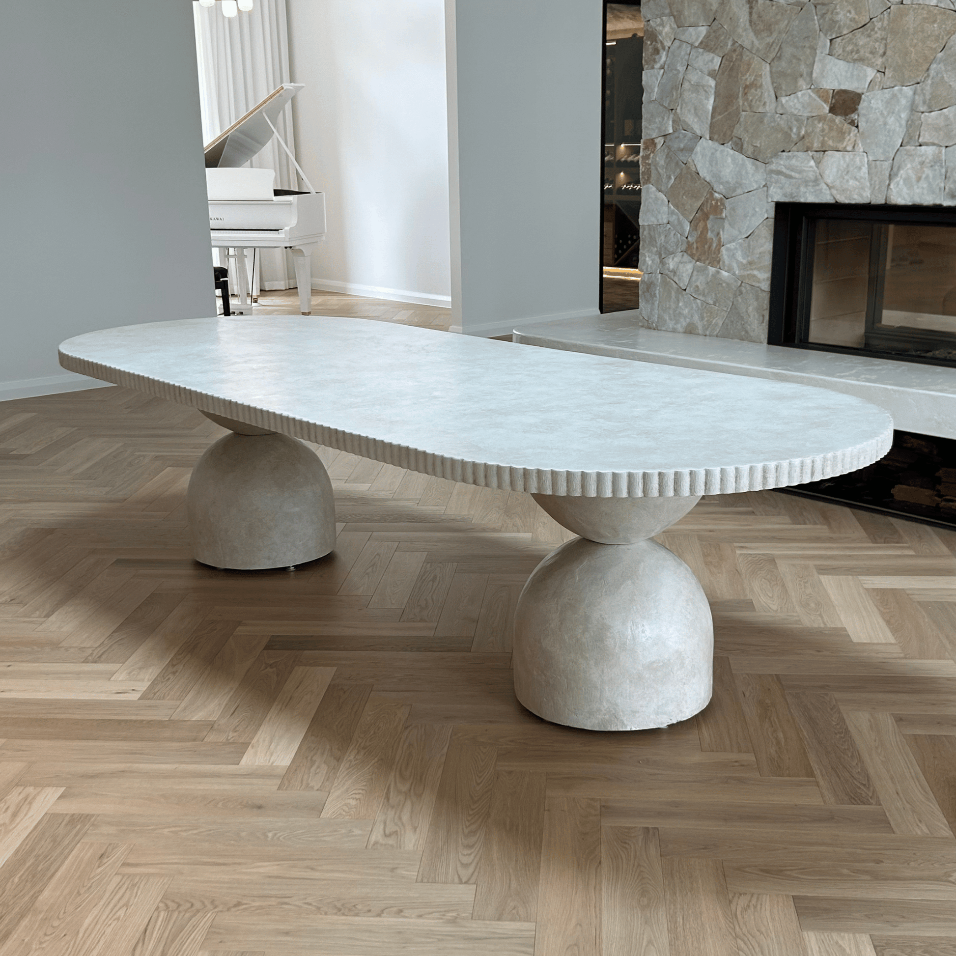 magnolia dining table with ribbed edge detailing