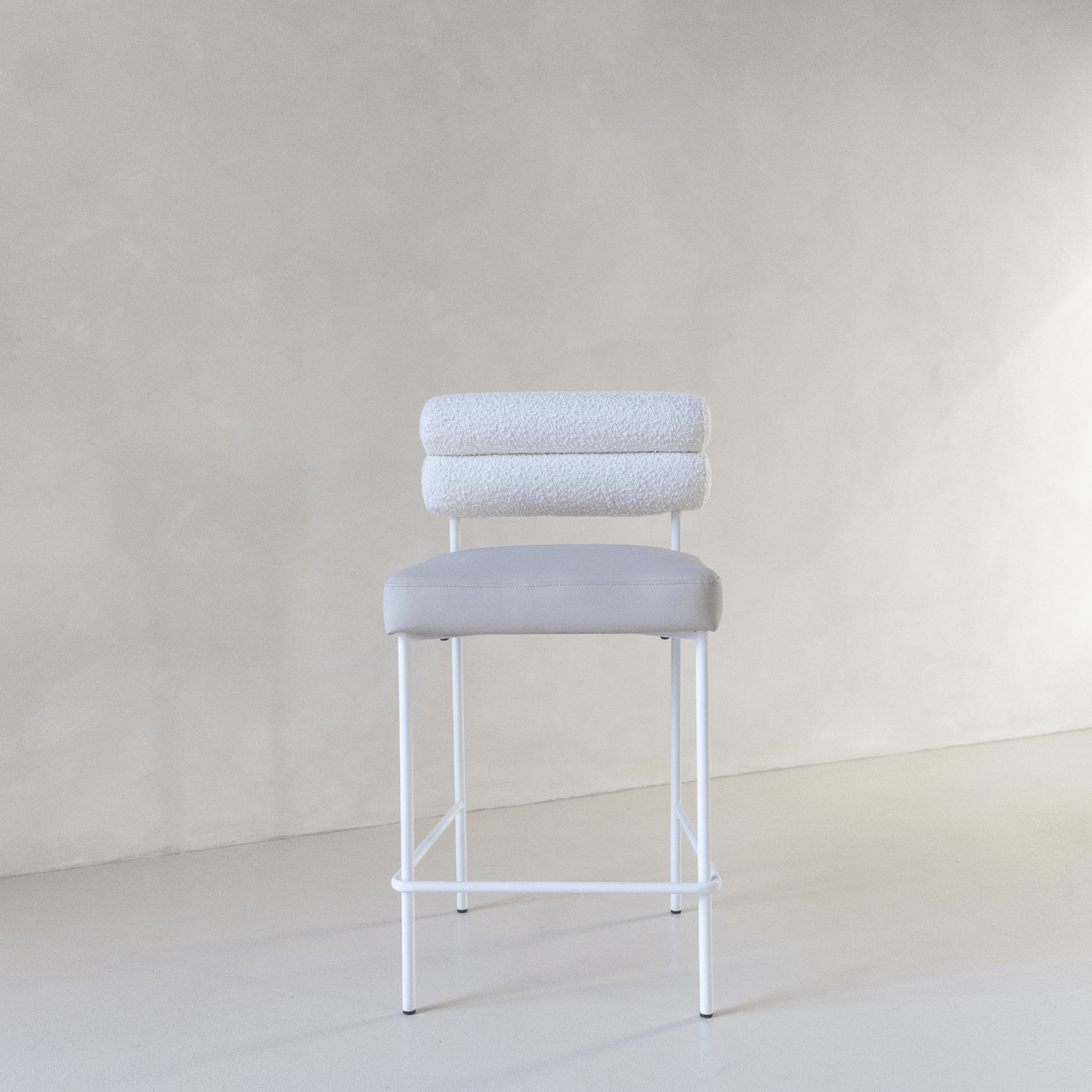 Eden bar stool with boucle backrest