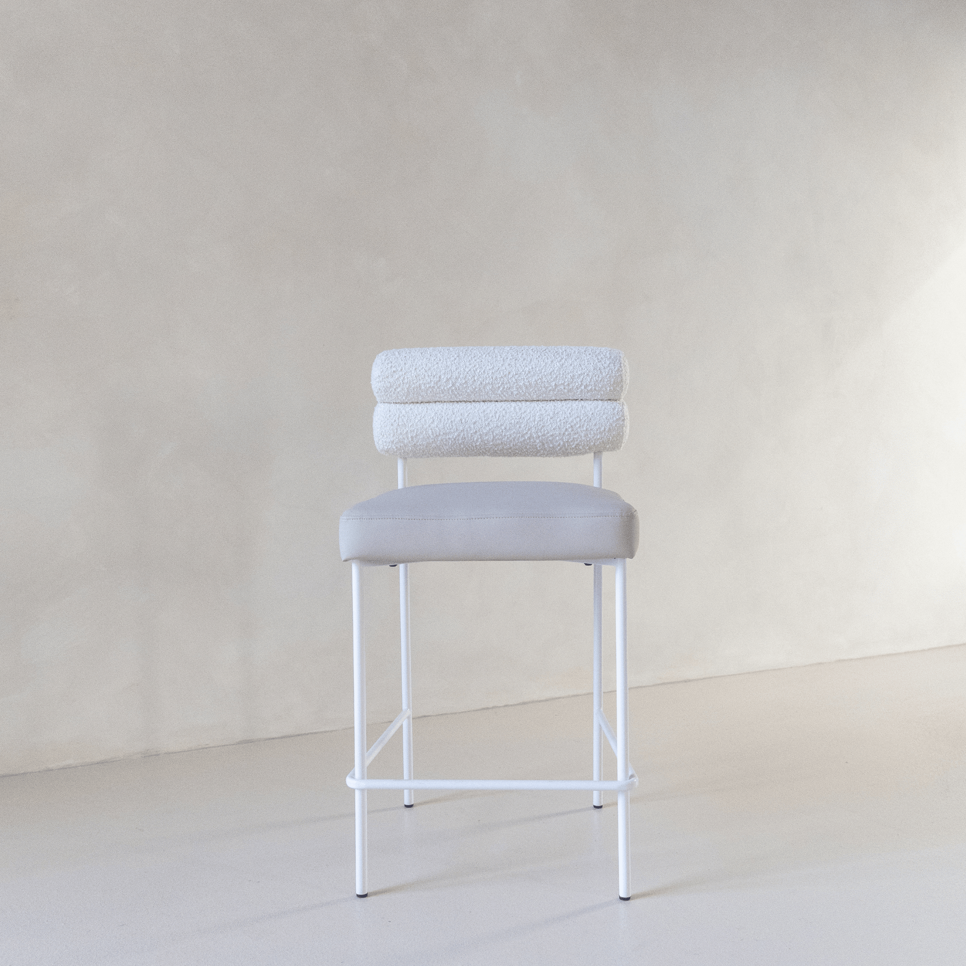 Eden bar stool with boucle backrest