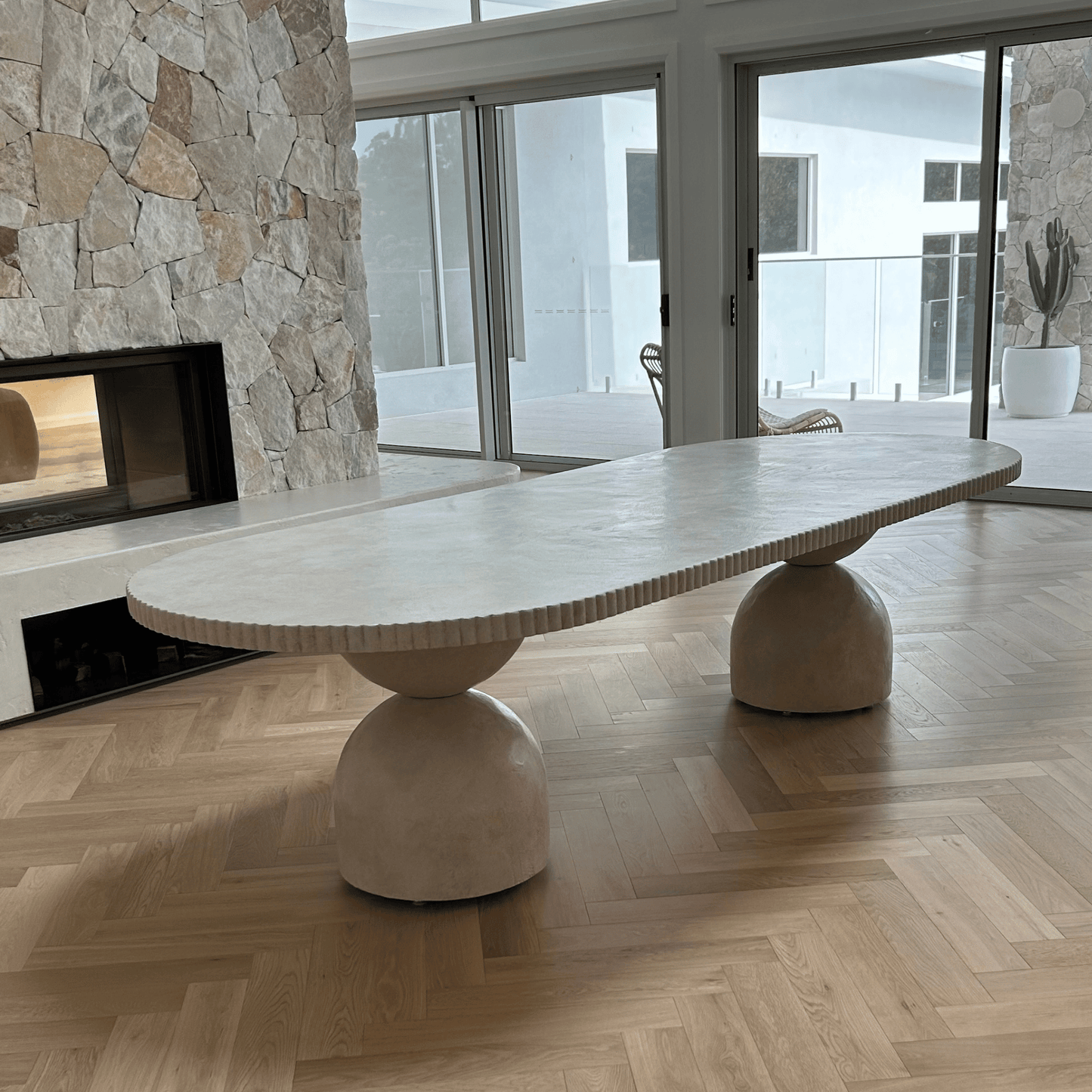 magnolia dining table with ribbed edge detailing