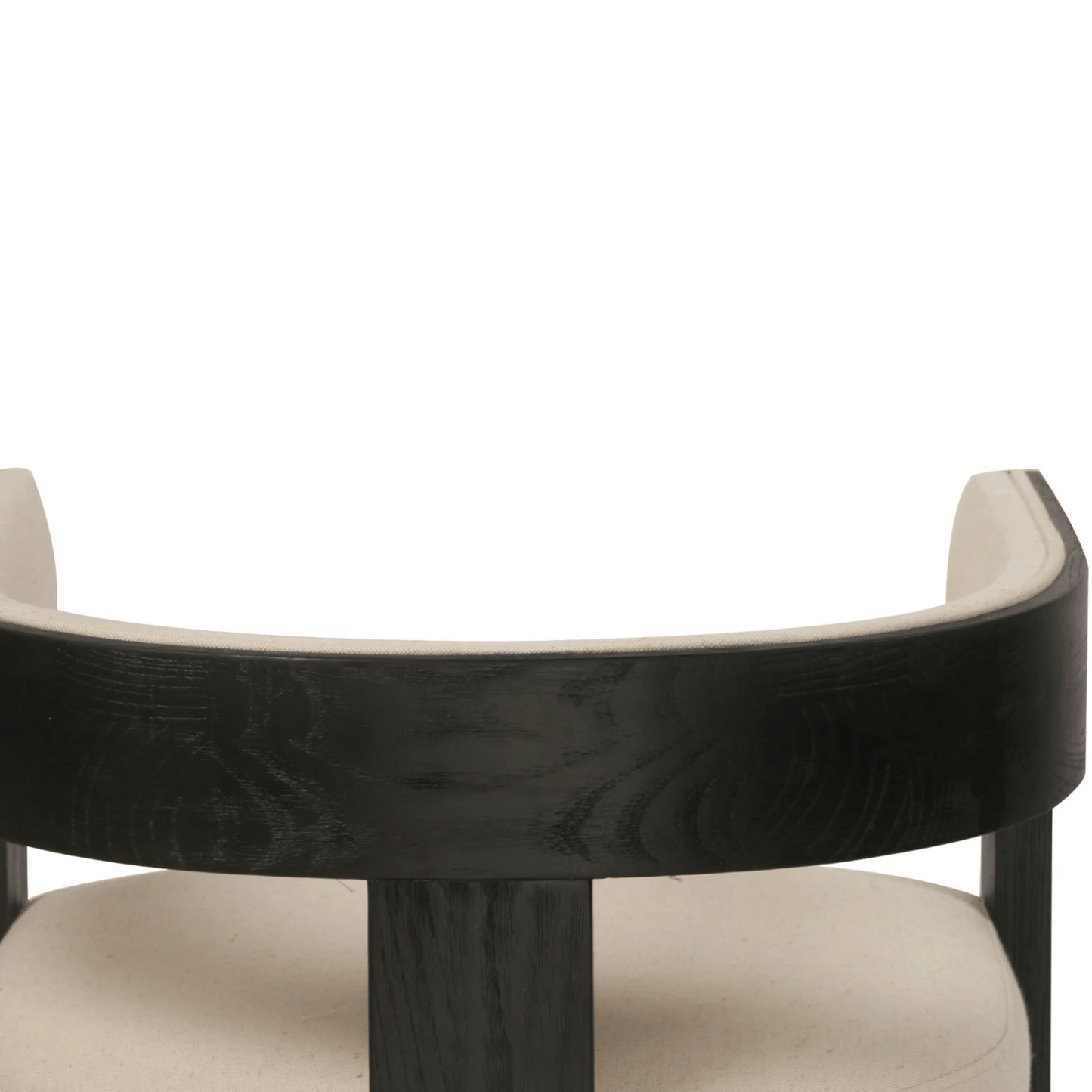 shorncliffe black dining chair with beige fabric seat