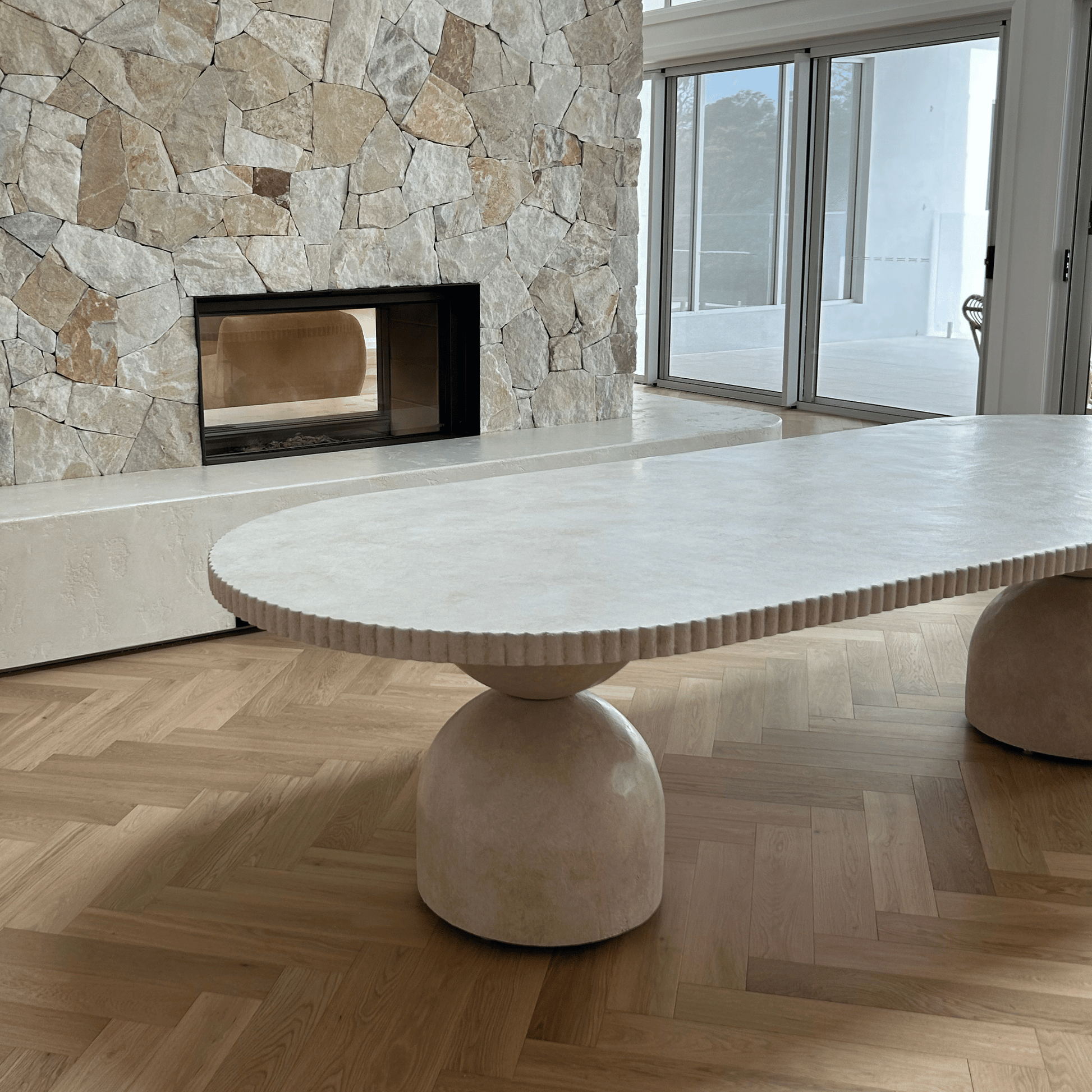 magnolia dining table with ribbed edge detailing