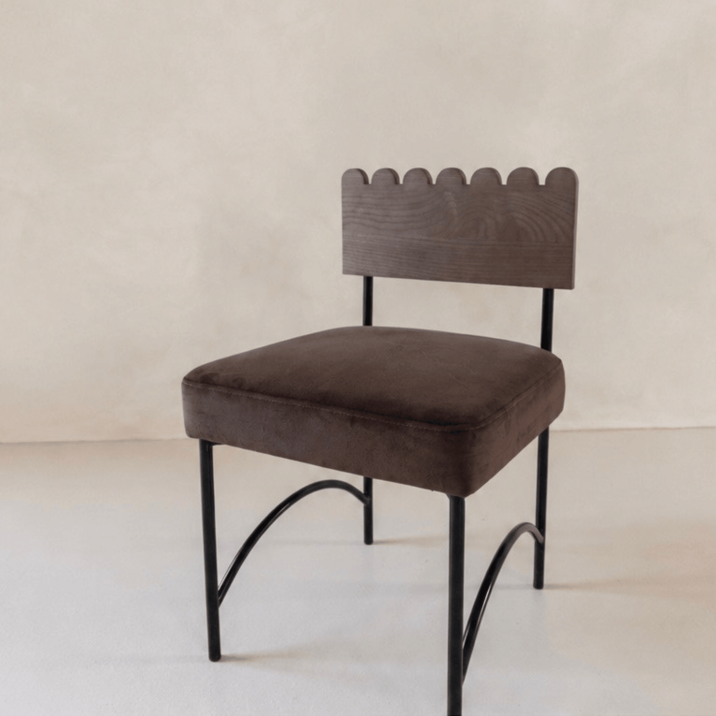 Onyx Chocolate dining chair on beige background