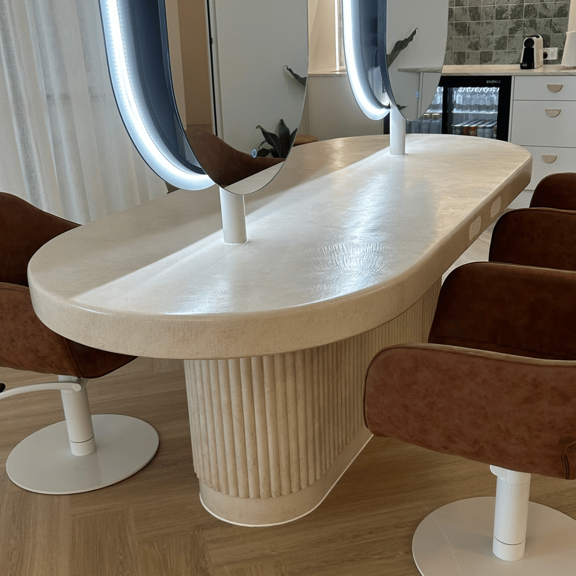 Salon styling table close up
