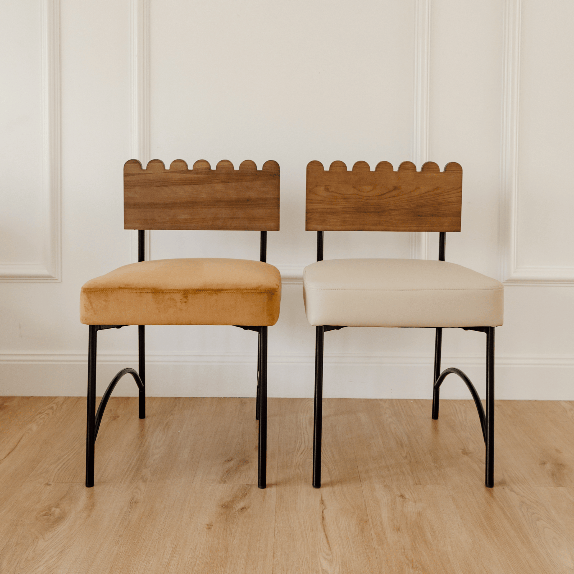 Onyx beige dining chair with Toffee