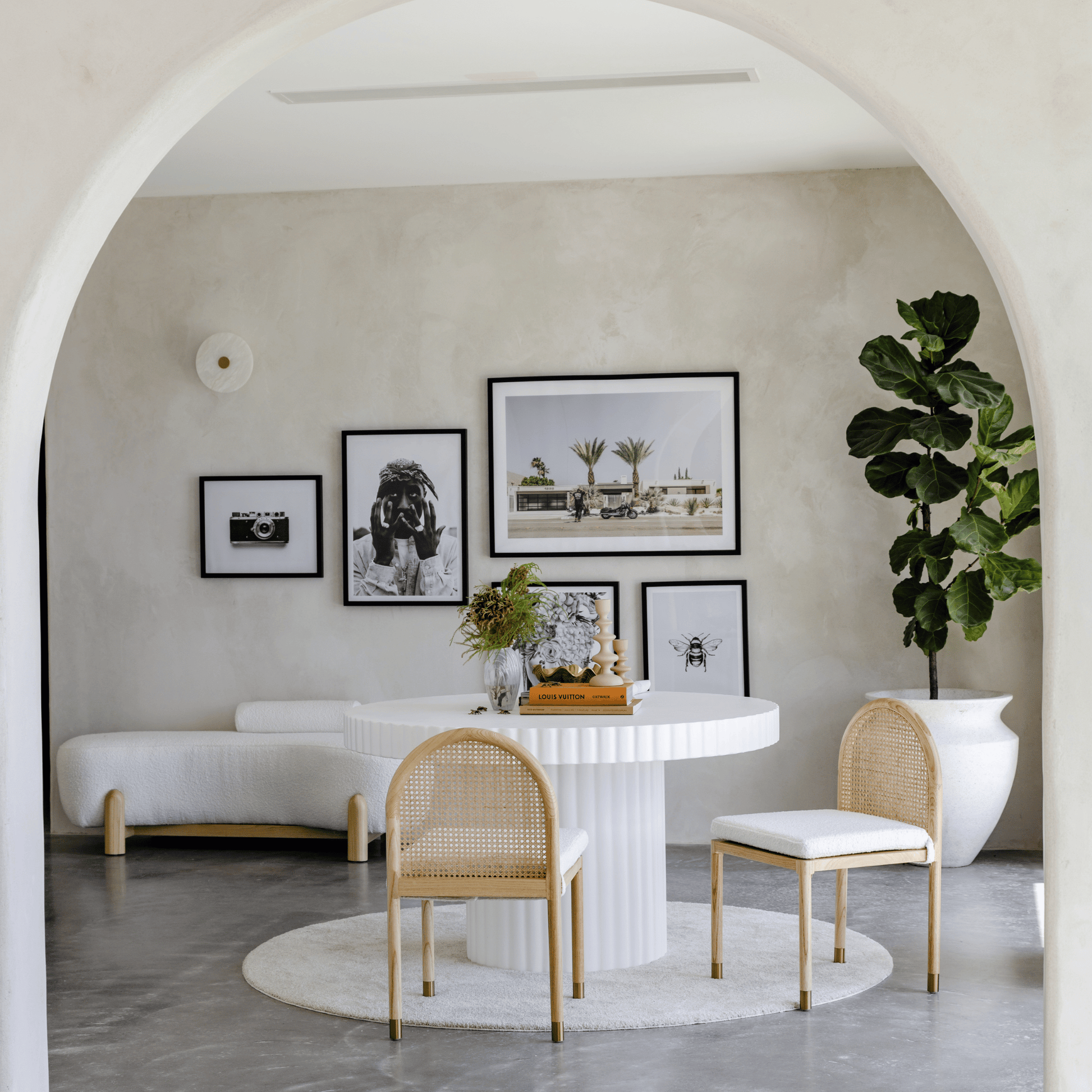 Macey natural dining chair styled with table