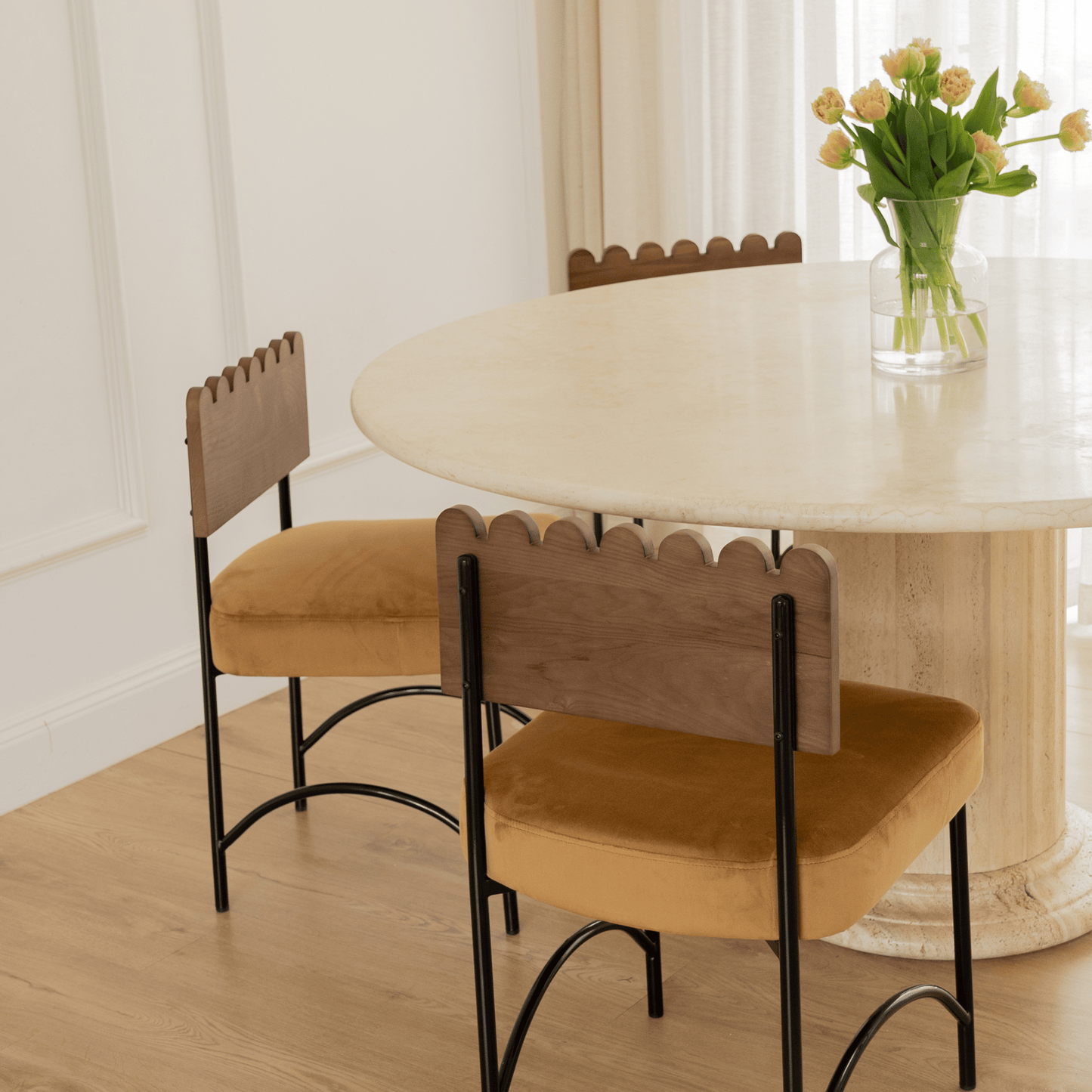 Onyx toffee dining chair styled with dining chair