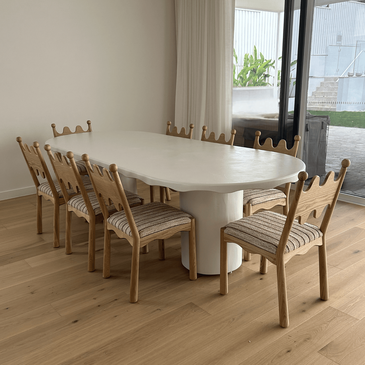 solea dining table in white microcement