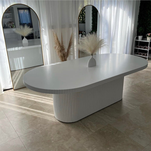 fluted centre console table white