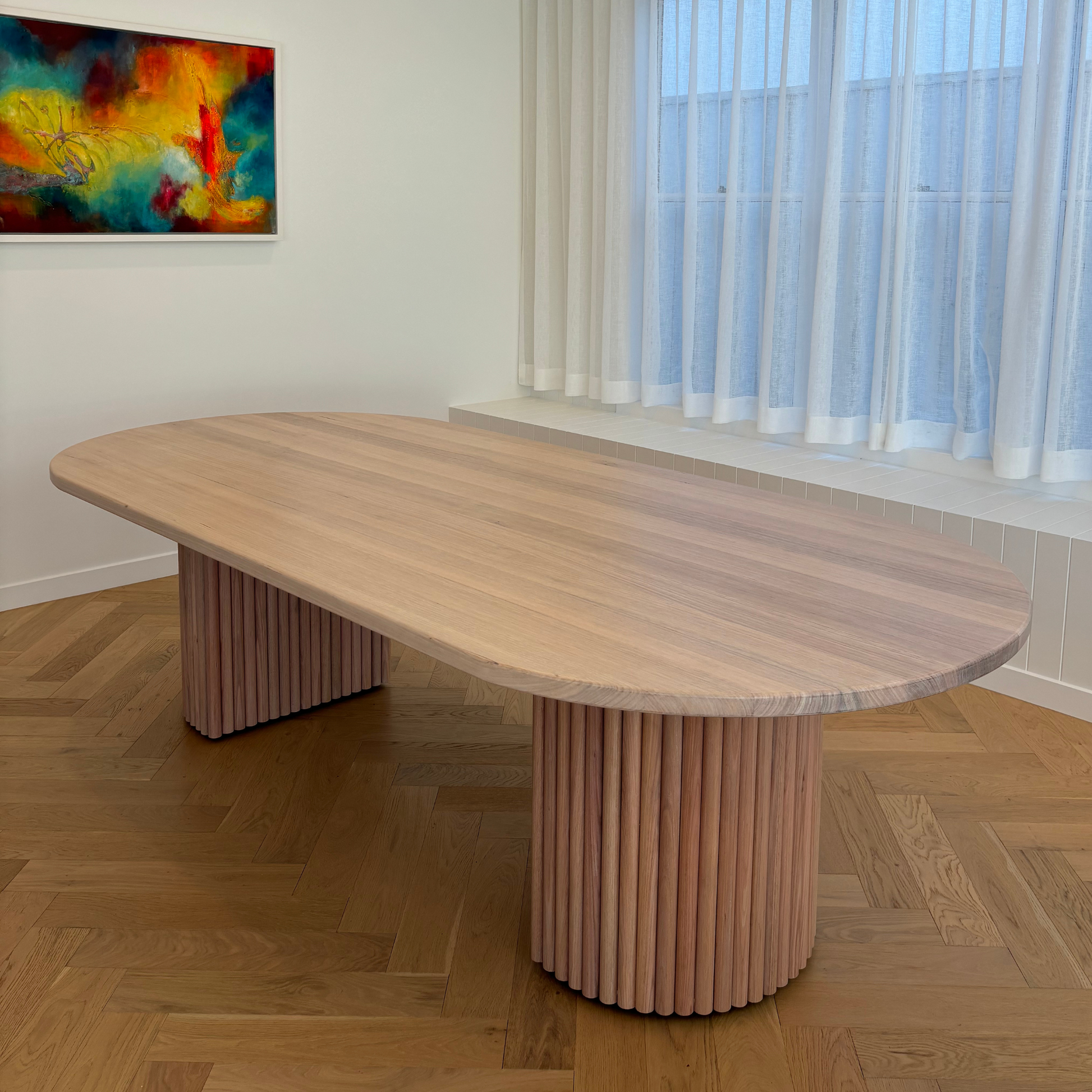 crescent leg oval dining tasmanian oak