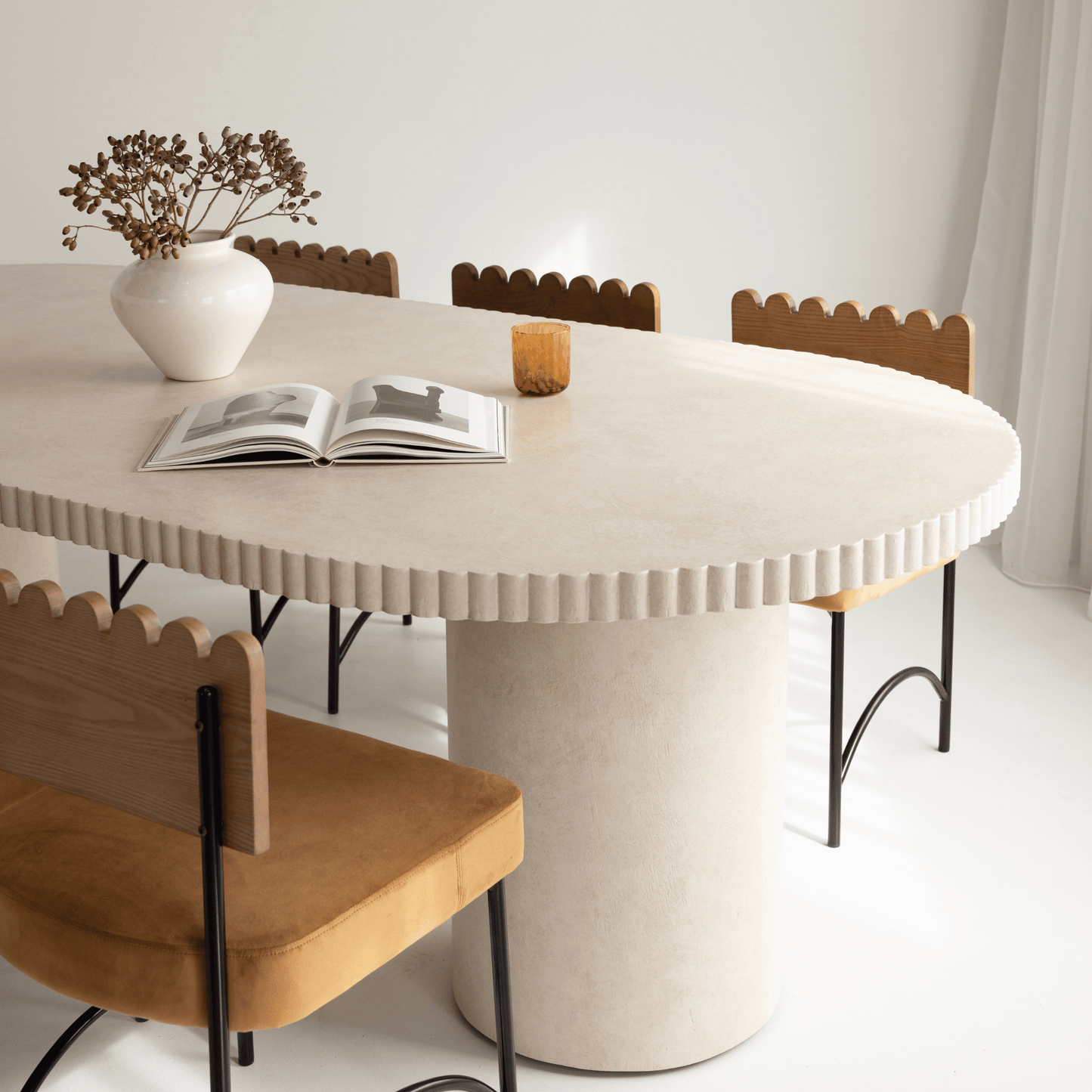enzo pillar dining table in sand