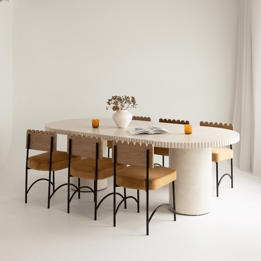enzo pillar dining table in sand